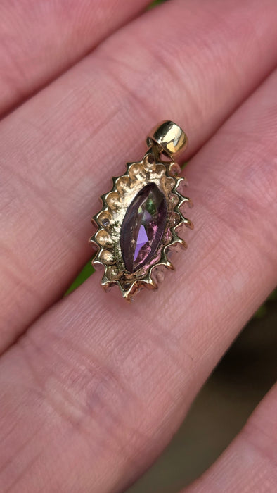 Vintage: 9ct Yellow Gold Mystic Topaz & Diamond Pendant
