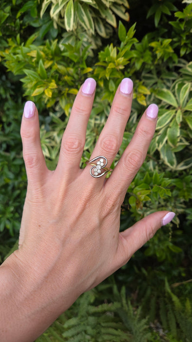 Vintage: 18ct Yellow & White Gold Diamond Figure of Eight Ring — 0.70ct