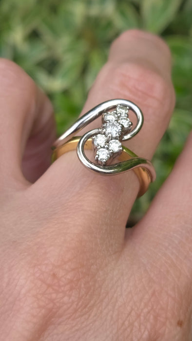 Vintage: 18ct Yellow & White Gold Diamond Figure of Eight Ring — 0.70ct