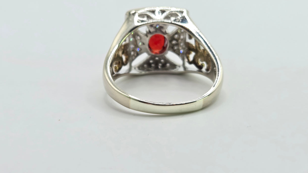 Vintage: 9ct Yellow Gold Ruby & 28 Diamond 0.51ct Art Deco Style Ring