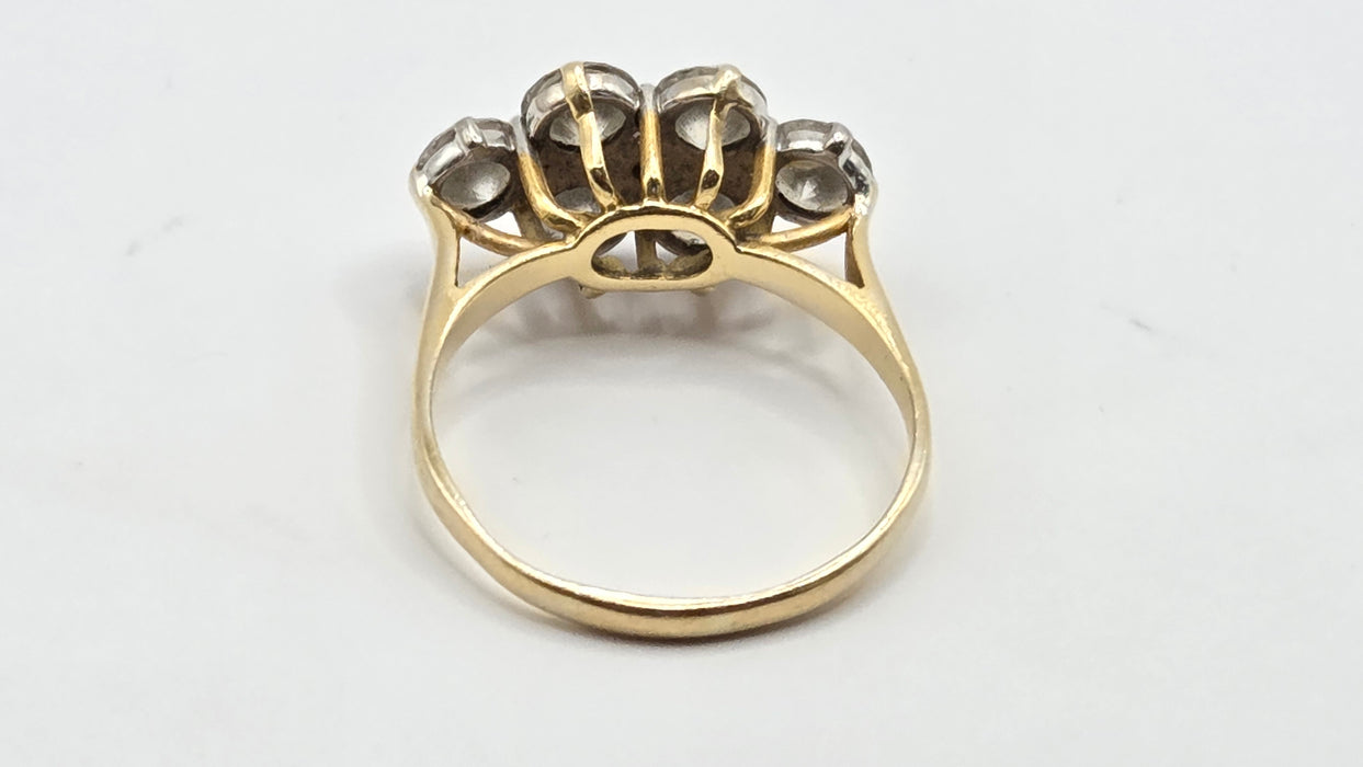 Vintage: 18ct Yellow Gold 7 Diamond Elongated Cluster Ring — 2.50ct