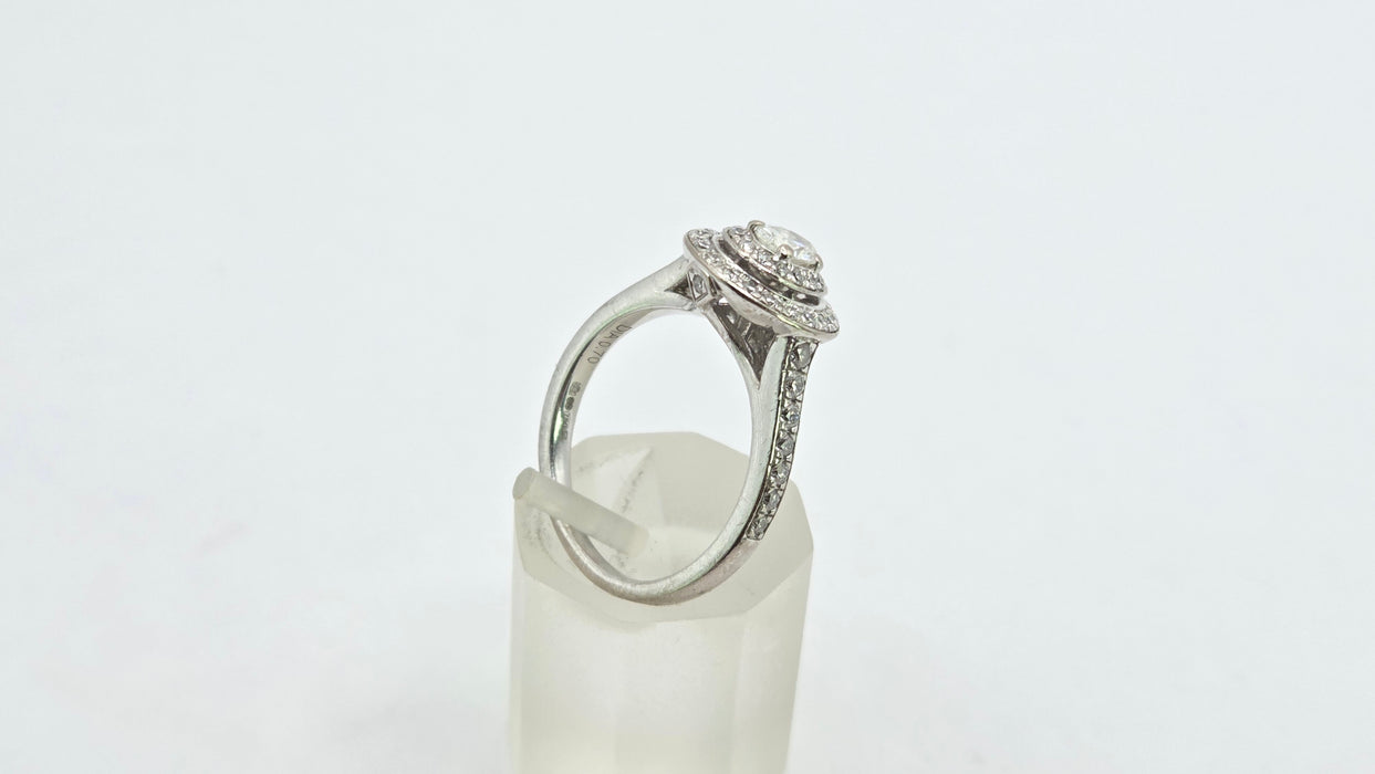 Vintage: 18ct White Gold Diamond 0.70ct Oval Halo Cluster Ring by Jenny Packham