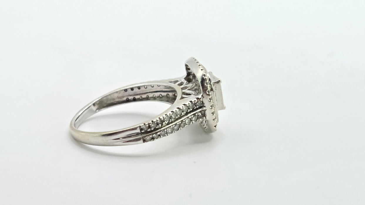 Vintage: 18ct White Gold 93 Diamond 1.00ct Three-Tier Cluster Ring