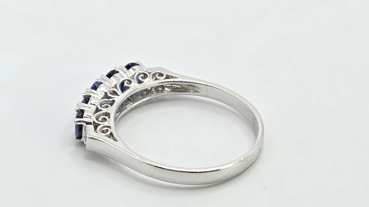 Vintage: 14ct White Gold Sapphire 1.00ct & Diamond Stacker Ring