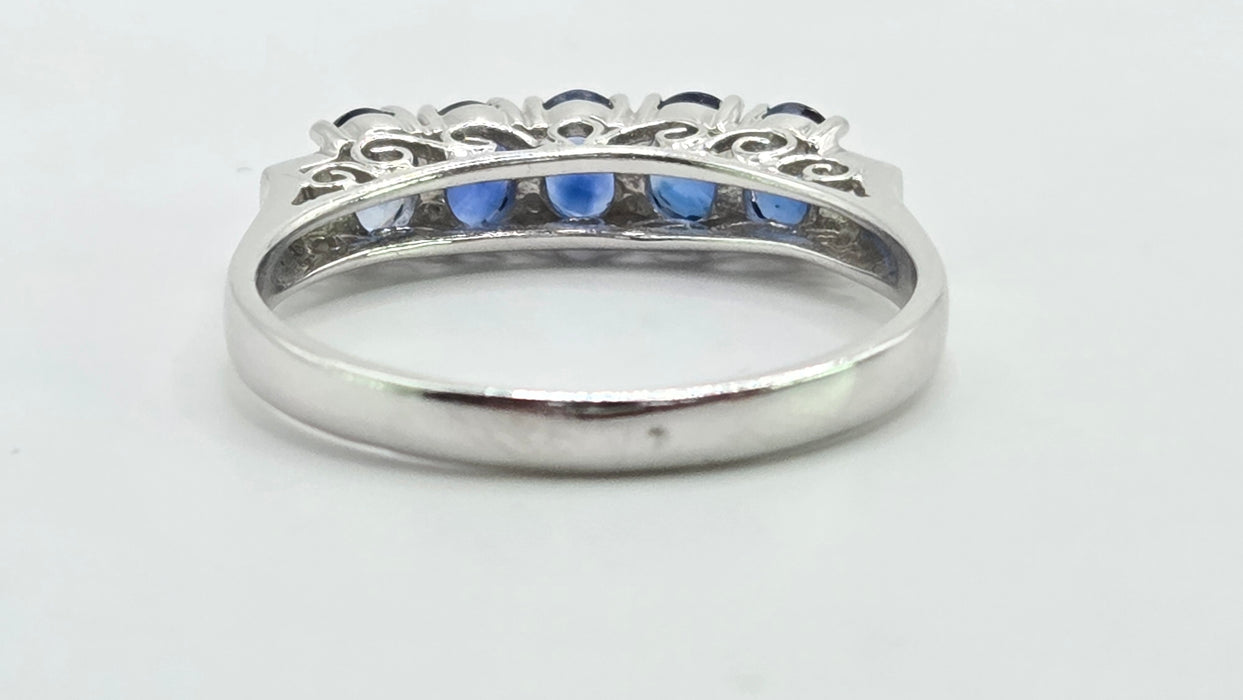 Vintage: 14ct White Gold Sapphire 1.00ct & Diamond Stacker Ring