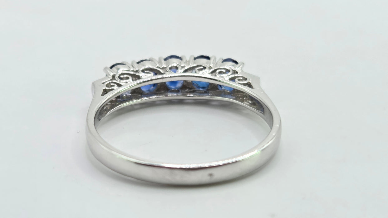 Vintage: 14ct White Gold Sapphire 1.00ct & Diamond Stacker Ring