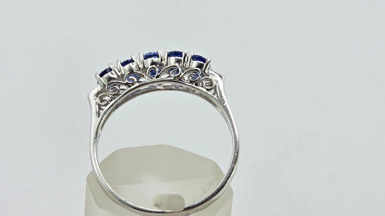 Vintage: 14ct White Gold Sapphire 1.00ct & Diamond Stacker Ring