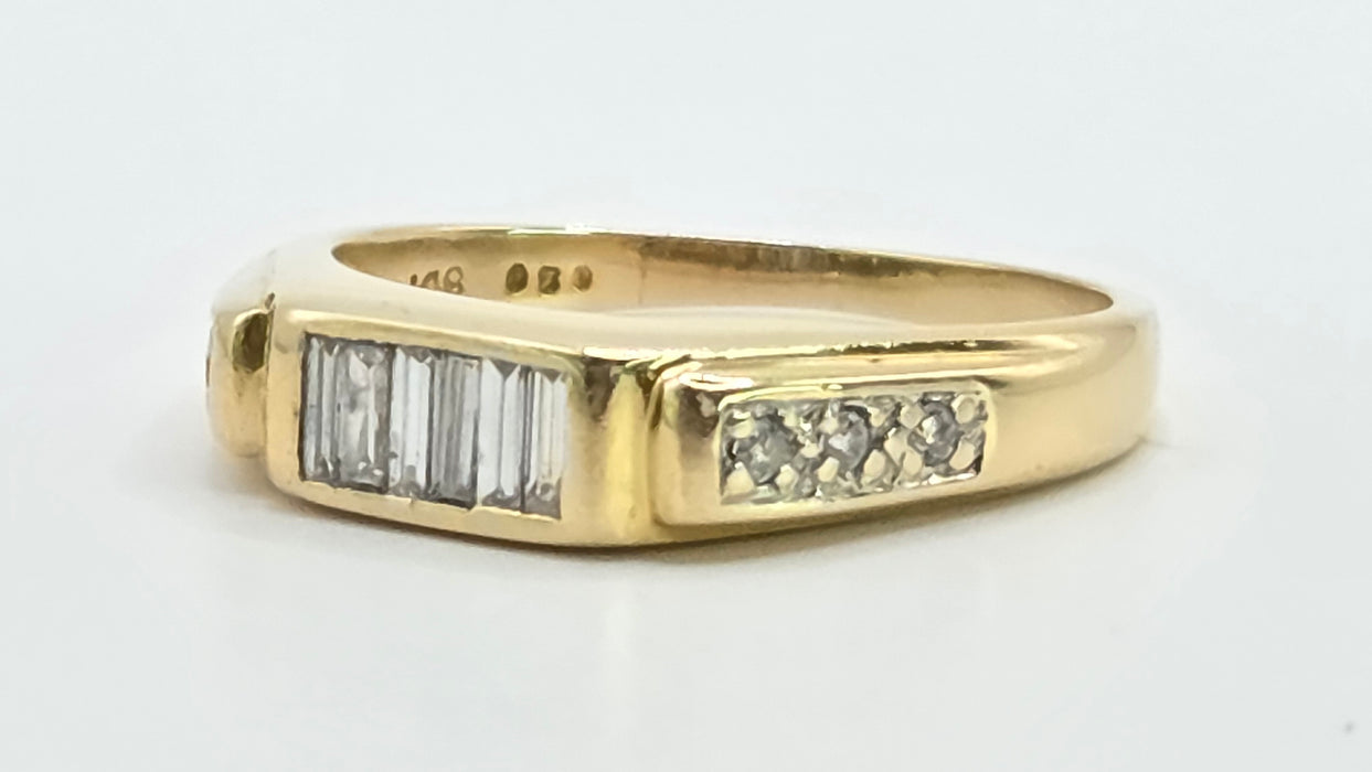 Vintage: 18ct Yellow Gold 12 Diamond 0.54ct Half-Eternity Stacker Ring
