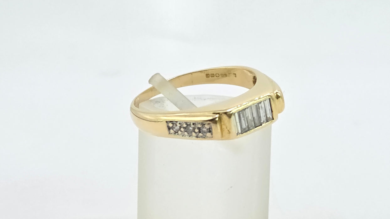 Vintage: 18ct Yellow Gold 12 Diamond 0.54ct Half-Eternity Stacker Ring