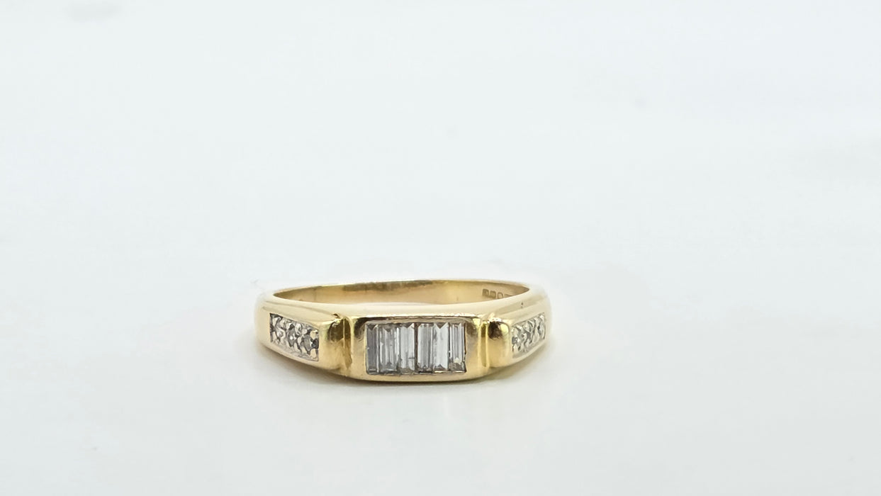 Vintage: 18ct Yellow Gold 12 Diamond 0.54ct Half-Eternity Stacker Ring