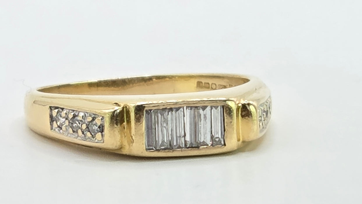 Vintage: 18ct Yellow Gold 12 Diamond 0.54ct Half-Eternity Stacker Ring