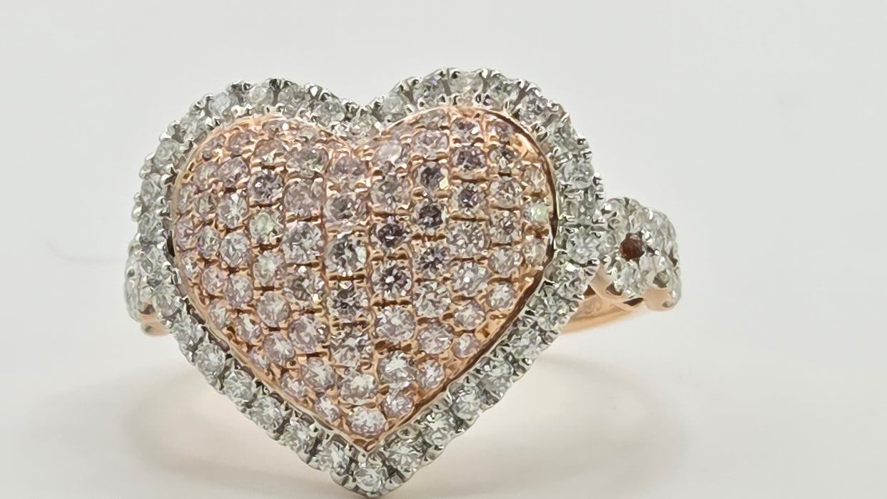 Modern: 14ct Rose Gold Diamond 1.00ct Pavé Heart Dress Ring