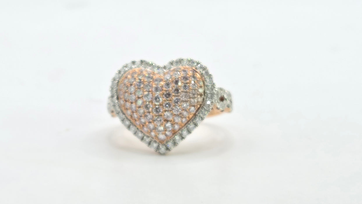 Modern: 14ct Rose Gold Diamond 1.00ct Pavé Heart Dress Ring
