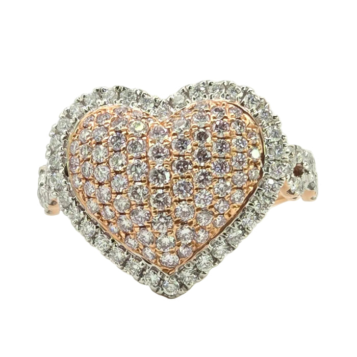Modern: 14ct Rose Gold Diamond 1.00ct Pavé Heart Dress Ring