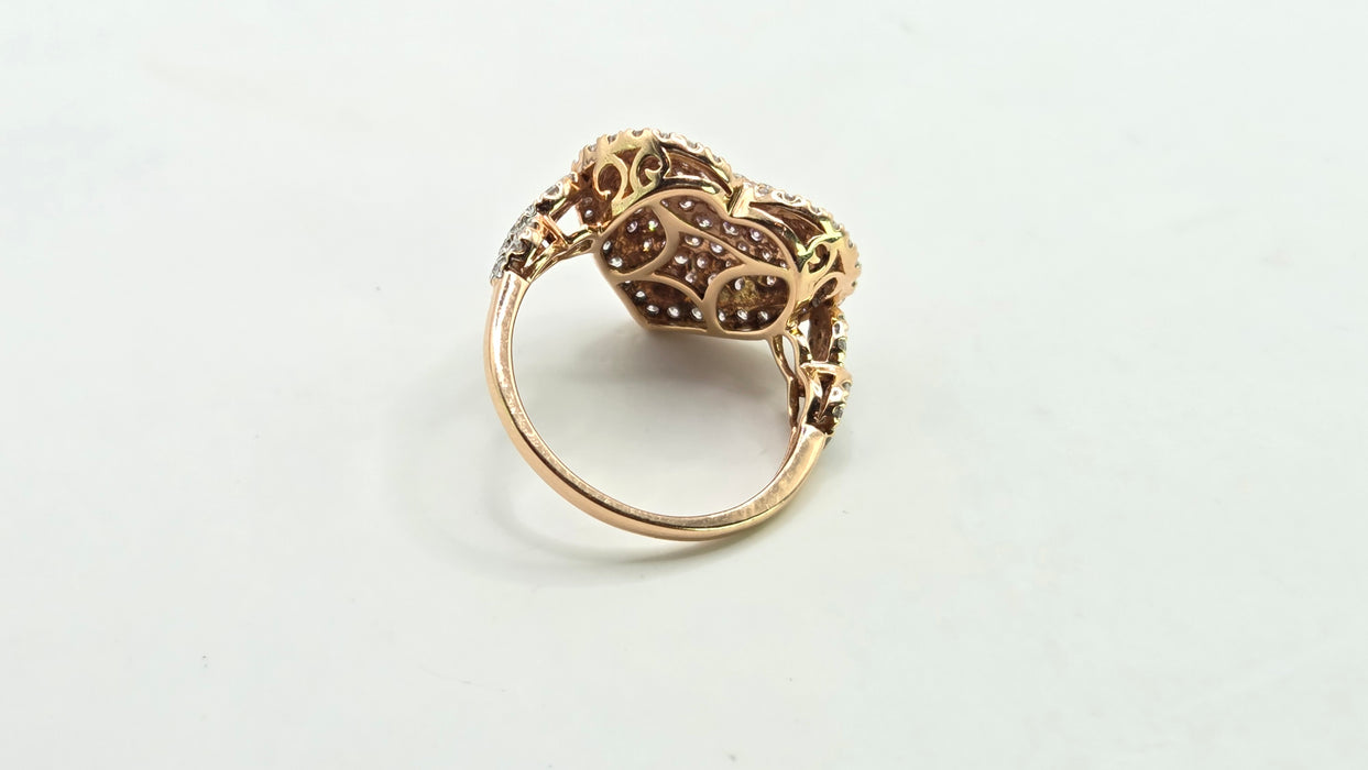 Modern: 14ct Rose Gold Diamond 1.00ct Pavé Heart Dress Ring