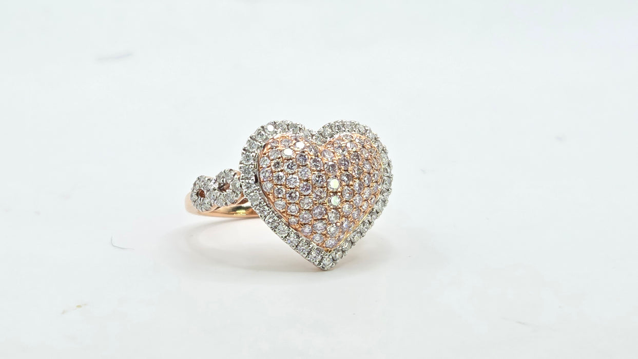 Modern: 14ct Rose Gold Diamond 1.00ct Pavé Heart Dress Ring