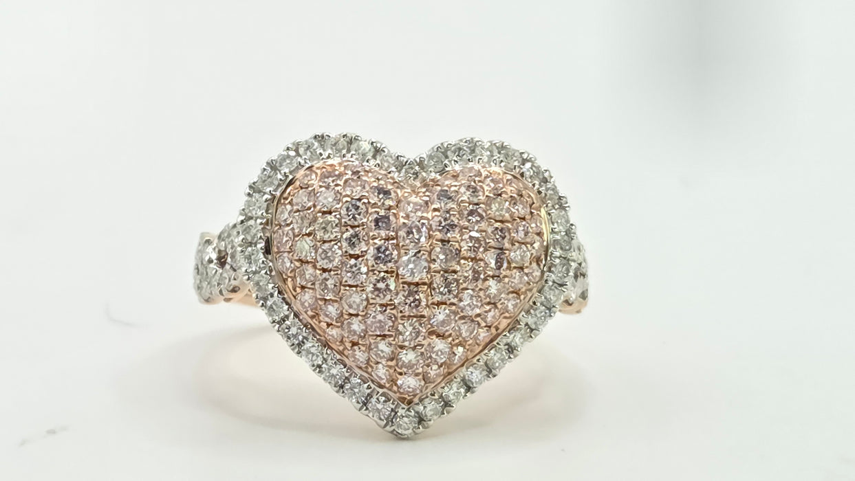 Modern: 14ct Rose Gold Diamond 1.00ct Pavé Heart Dress Ring