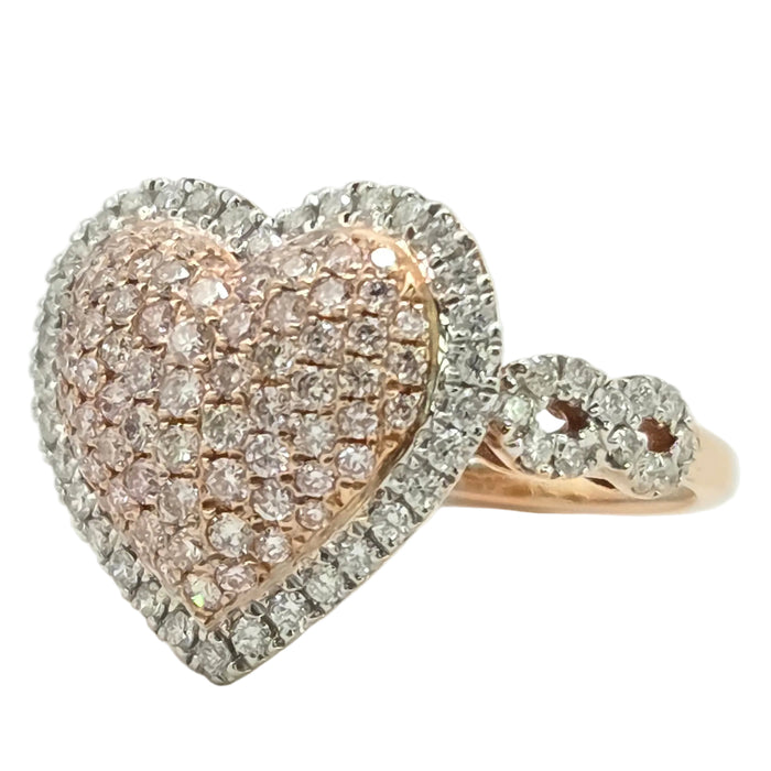 Modern: 14ct Rose Gold Diamond 1.00ct Pavé Heart Dress Ring
