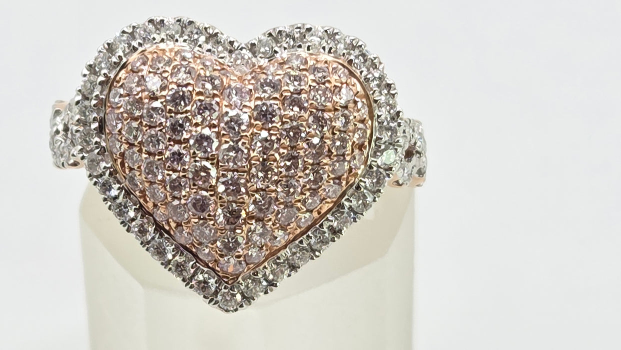 Modern: 14ct Rose Gold Diamond 1.00ct Pavé Heart Dress Ring
