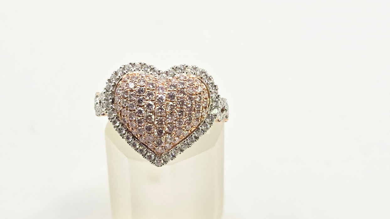 Modern: 14ct Rose Gold Diamond 1.00ct Pavé Heart Dress Ring