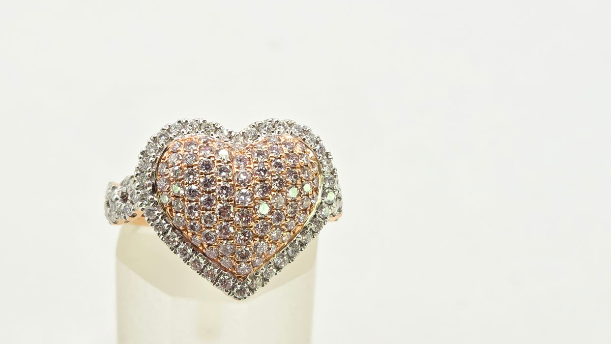 Modern: 14ct Rose Gold Diamond 1.00ct Pavé Heart Dress Ring