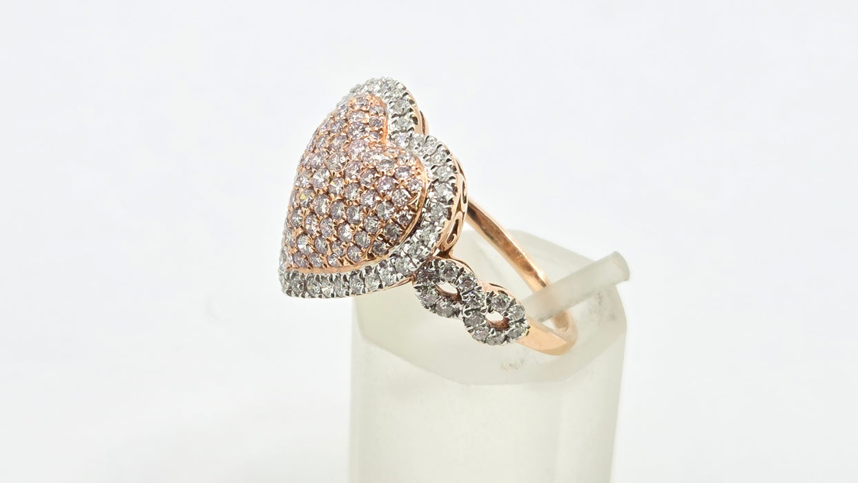 Modern: 14ct Rose Gold Diamond 1.00ct Pavé Heart Dress Ring