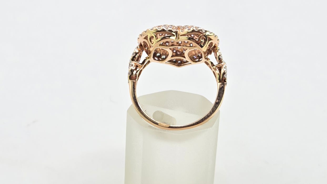 Modern: 14ct Rose Gold Diamond 1.00ct Pavé Heart Dress Ring