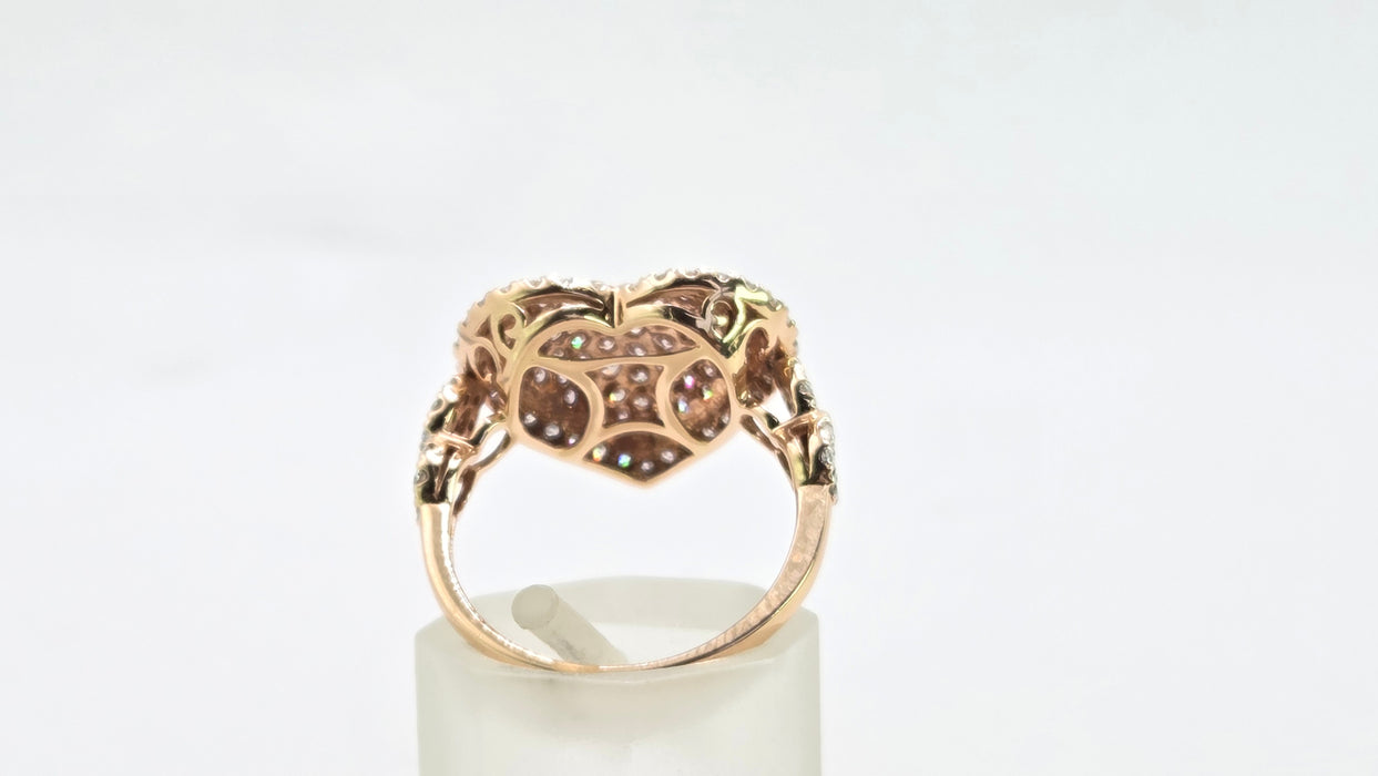 Modern: 14ct Rose Gold Diamond 1.00ct Pavé Heart Dress Ring