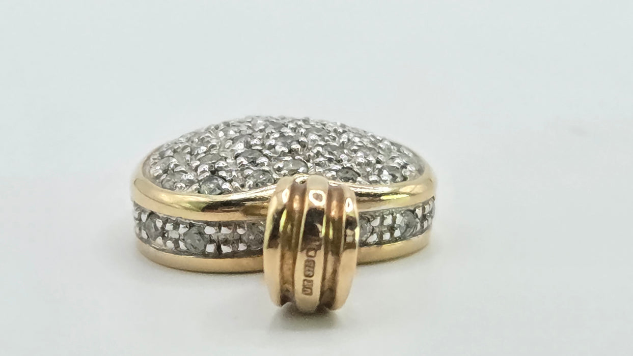 Vintage: 9ct Yellow Gold 44 Diamond Heart Shaped Pendant