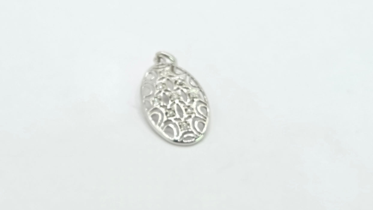 Vintage: 9ct White Gold Diamond Lattice Pendant