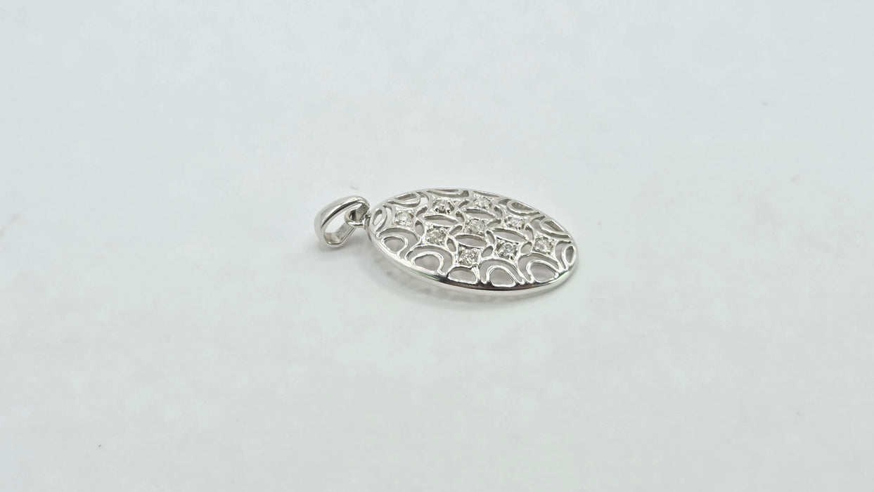 Vintage: 9ct White Gold Diamond Lattice Pendant