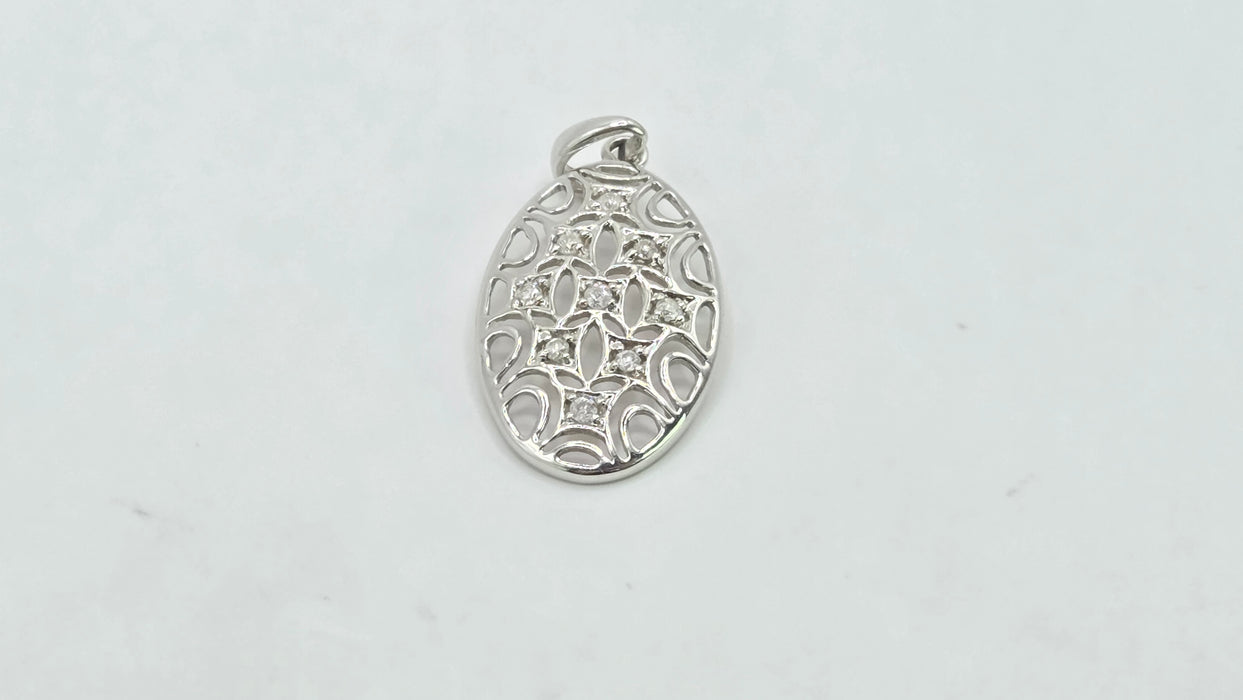 Vintage: 9ct White Gold Diamond Lattice Pendant