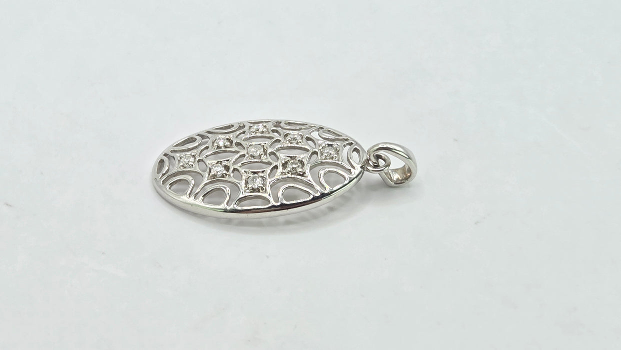Vintage: 9ct White Gold Diamond Lattice Pendant