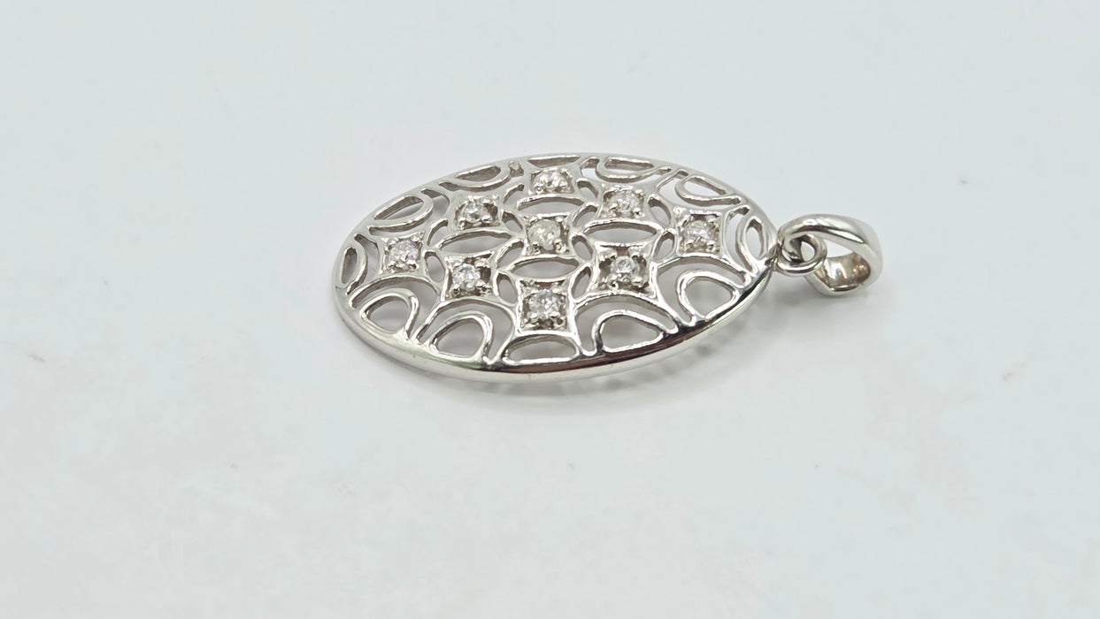 Vintage: 9ct White Gold Diamond Lattice Pendant