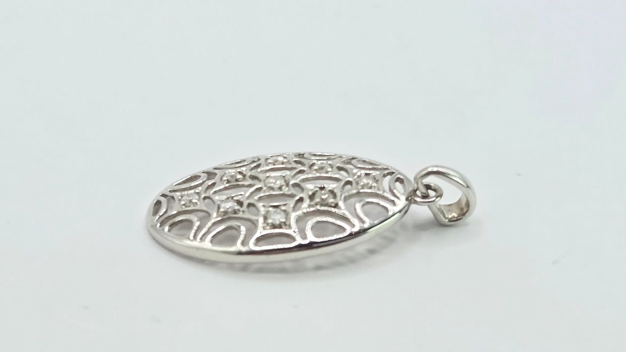 Vintage: 9ct White Gold Diamond Lattice Pendant