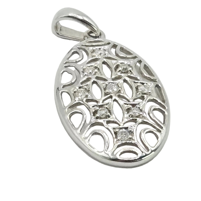 Vintage: 9ct White Gold Diamond Lattice Pendant