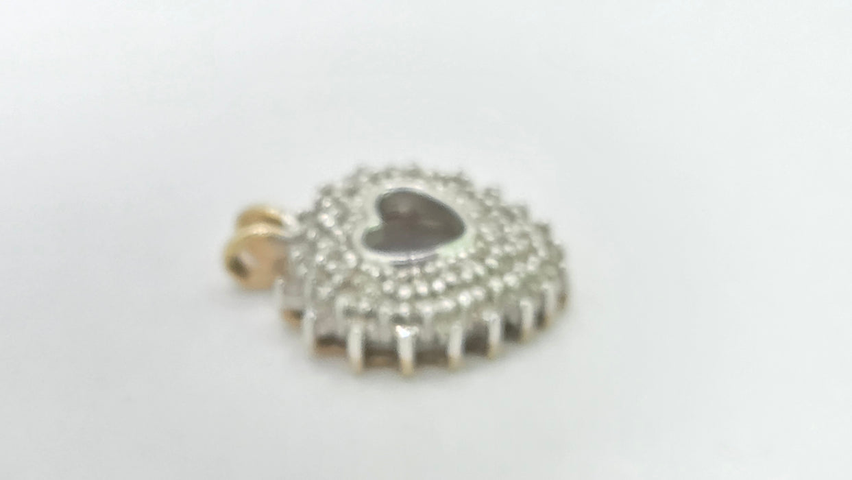 Vintage: 9ct Mixed Gold 62 Diamond Heart Shaped Pendant