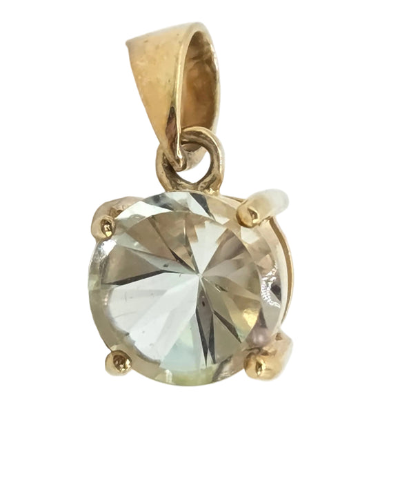Vintage: 9ct Yellow Gold Green Quartz Pendant