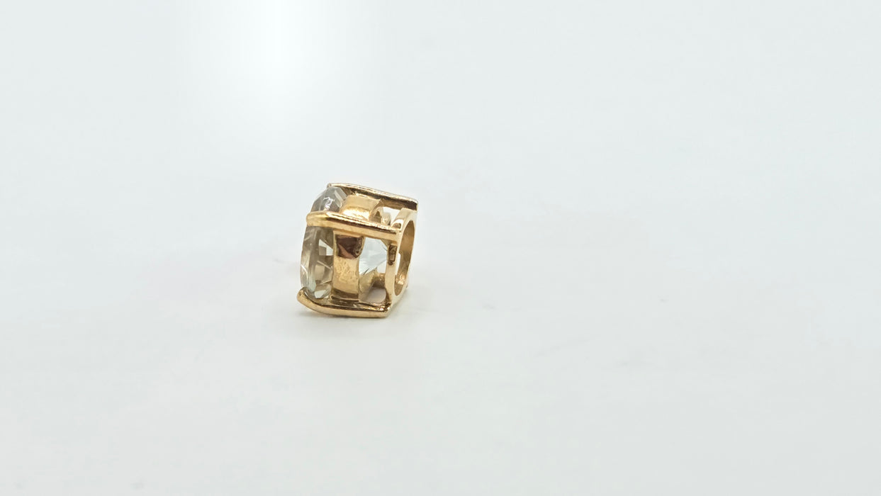 Vintage: 9ct Yellow Gold Green Quartz Pendant