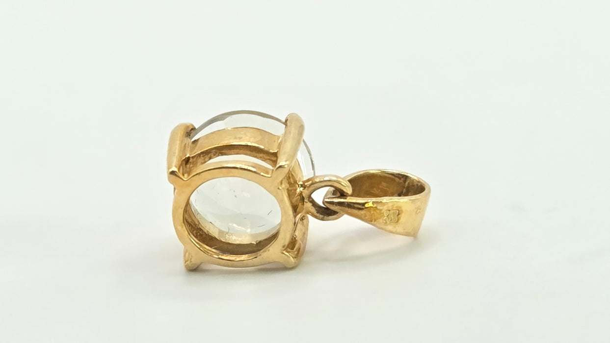 Vintage: 9ct Yellow Gold Green Quartz Pendant