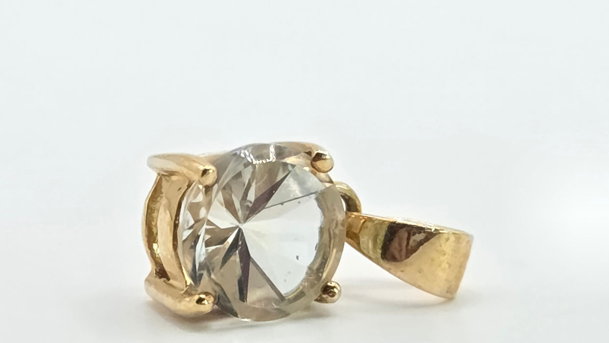 Vintage: 9ct Yellow Gold Green Quartz Pendant
