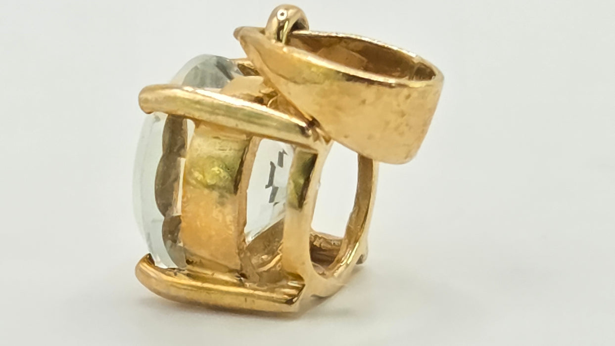 Vintage: 9ct Yellow Gold Green Quartz Pendant