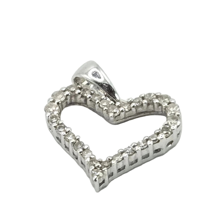 Vintage: 9ct White Gold Diamond Heart Shaped Pendant