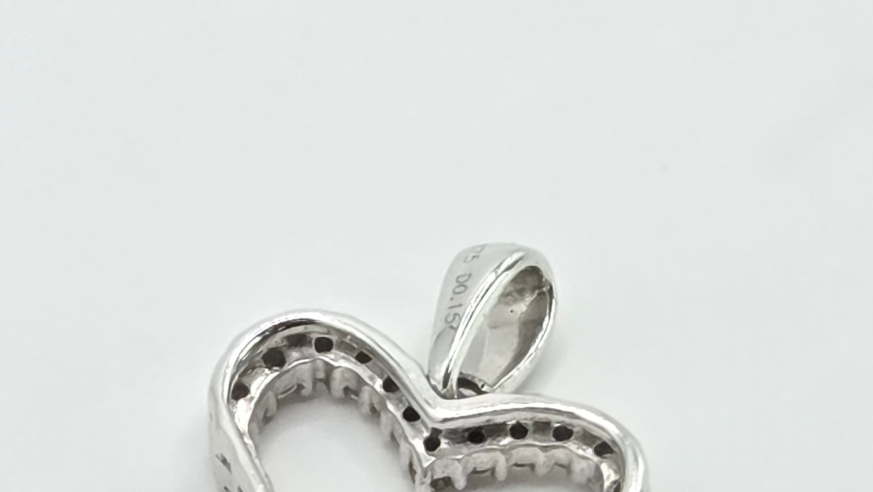 Vintage: 9ct White Gold Diamond Heart Shaped Pendant