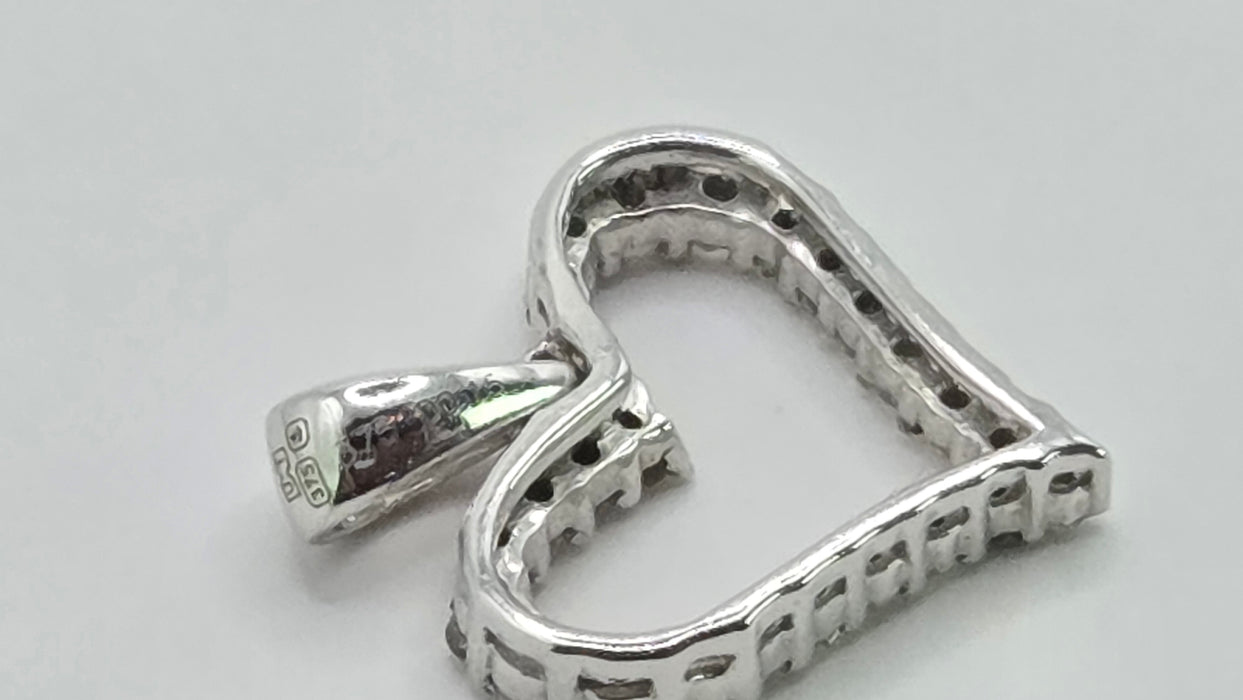 Vintage: 9ct White Gold Diamond Heart Shaped Pendant