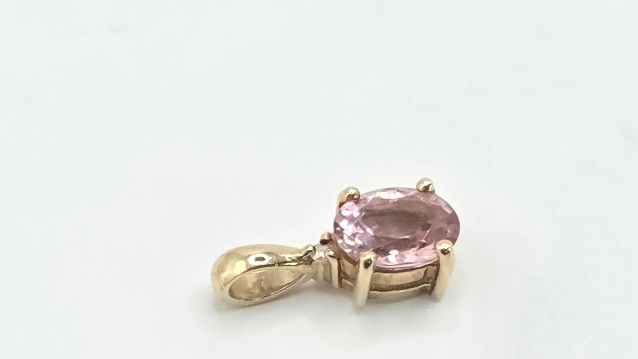 Vintage: 9ct Yellow Gold Morganite & Diamond Pendant