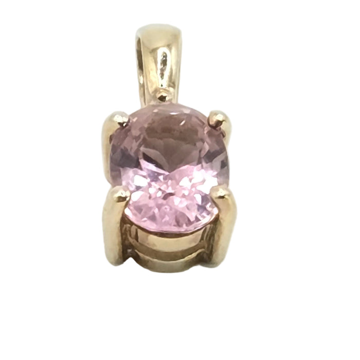 Vintage: 9ct Yellow Gold Morganite & Diamond Pendant