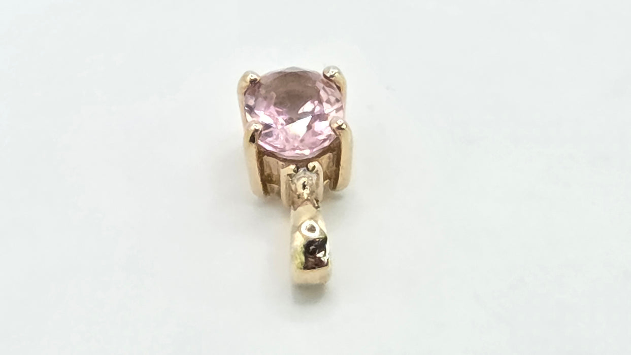 Vintage: 9ct Yellow Gold Morganite & Diamond Pendant