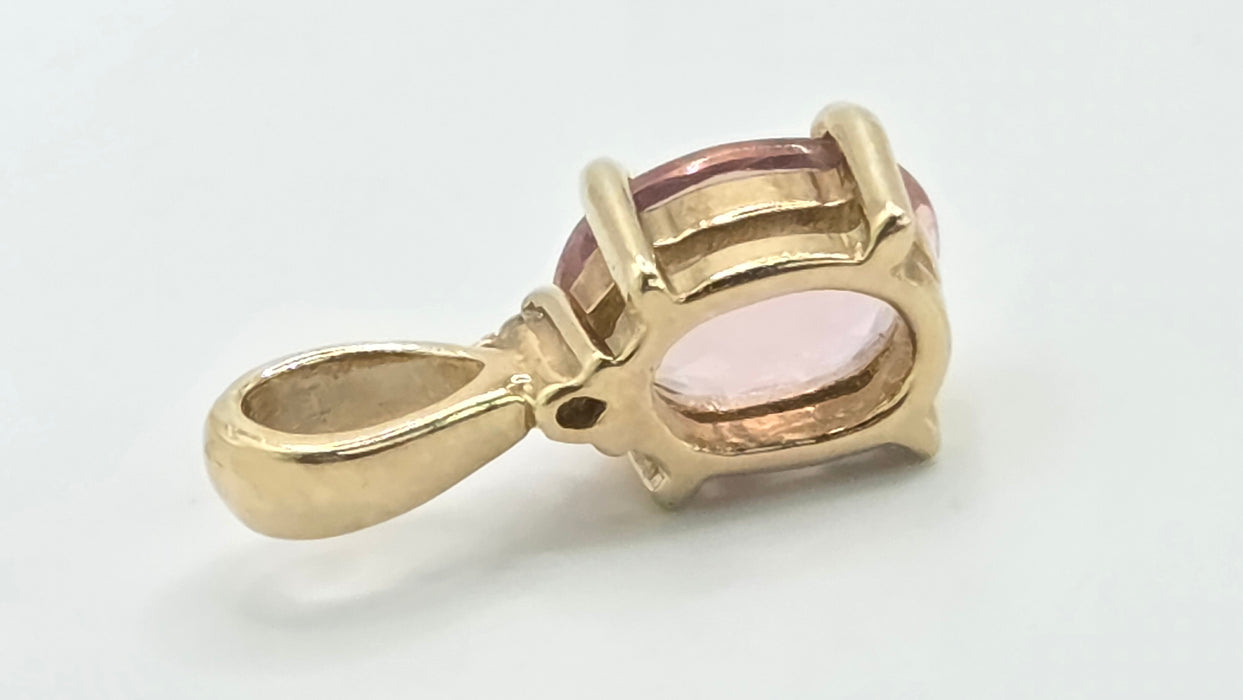 Vintage: 9ct Yellow Gold Morganite & Diamond Pendant