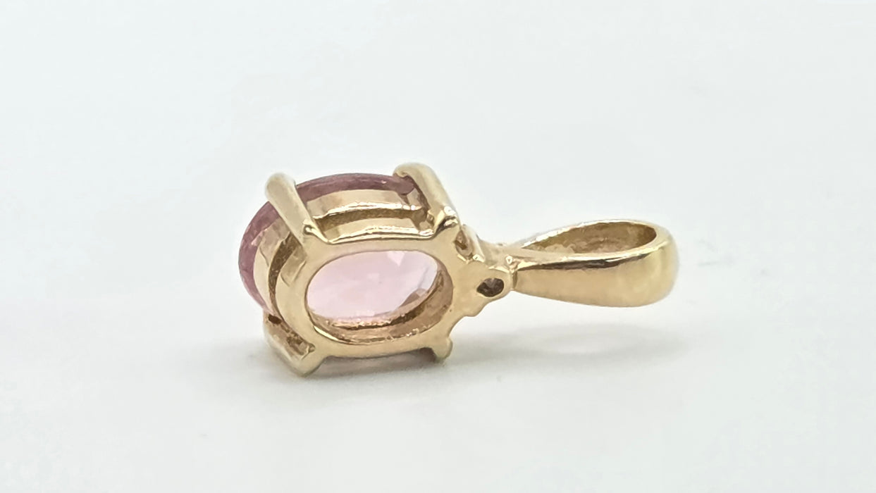 Vintage: 9ct Yellow Gold Morganite & Diamond Pendant